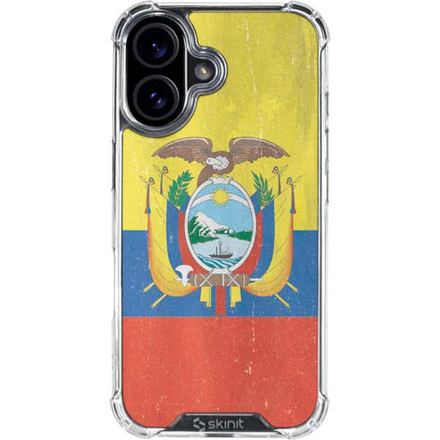 Ecuador Flag Distressed iPhone 16 Clear Case